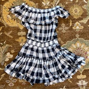 Misa Los Angeles Gingham Off The Shoulder Mini Dress